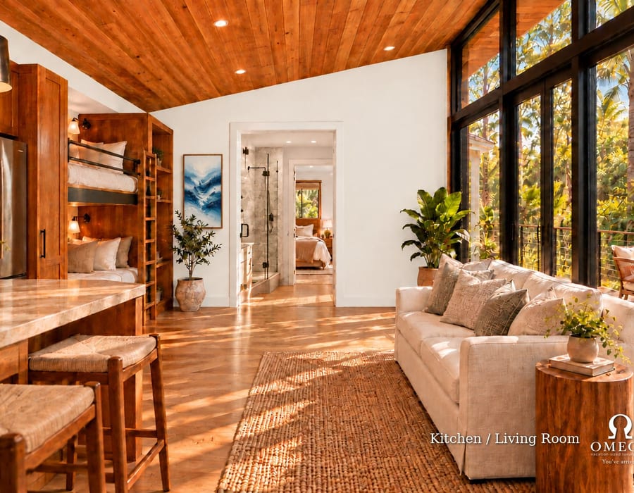 Omega craftsmanship — kitchen and living room